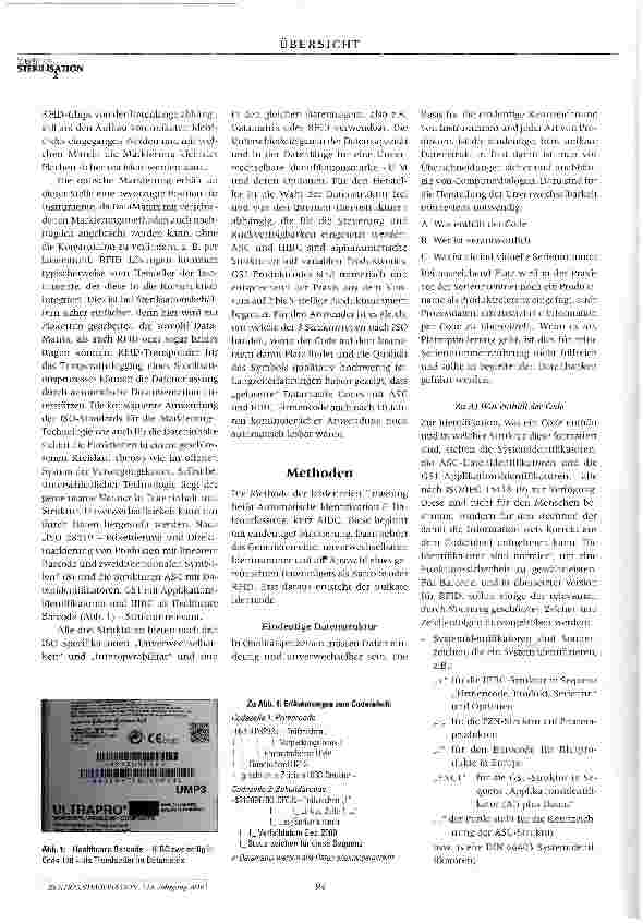 Vorschauseite 2: Markierung von Chirurgischen Instrumenten im Sterilisationsprozess Unverwechselbare Identifikations-Marken: Barcode versus RFID