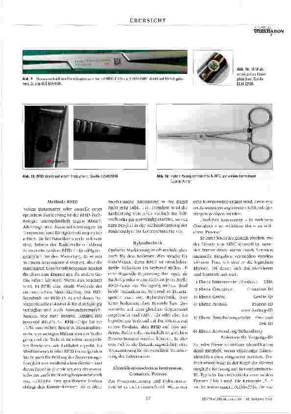 Vorschauseite 5: Markierung von Chirurgischen Instrumenten im Sterilisationsprozess Unverwechselbare Identifikations-Marken: Barcode versus RFID