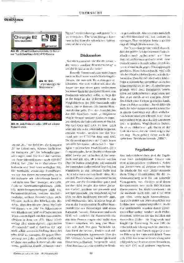 Vorschauseite 6: Markierung von Chirurgischen Instrumenten im Sterilisationsprozess Unverwechselbare Identifikations-Marken: Barcode versus RFID