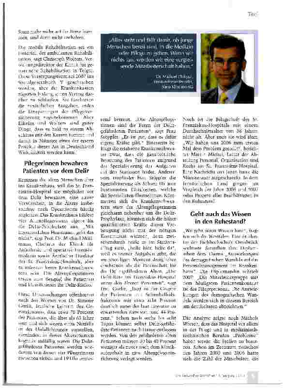 Vorschauseite 3: In den Kliniken altern Patienten und Personal