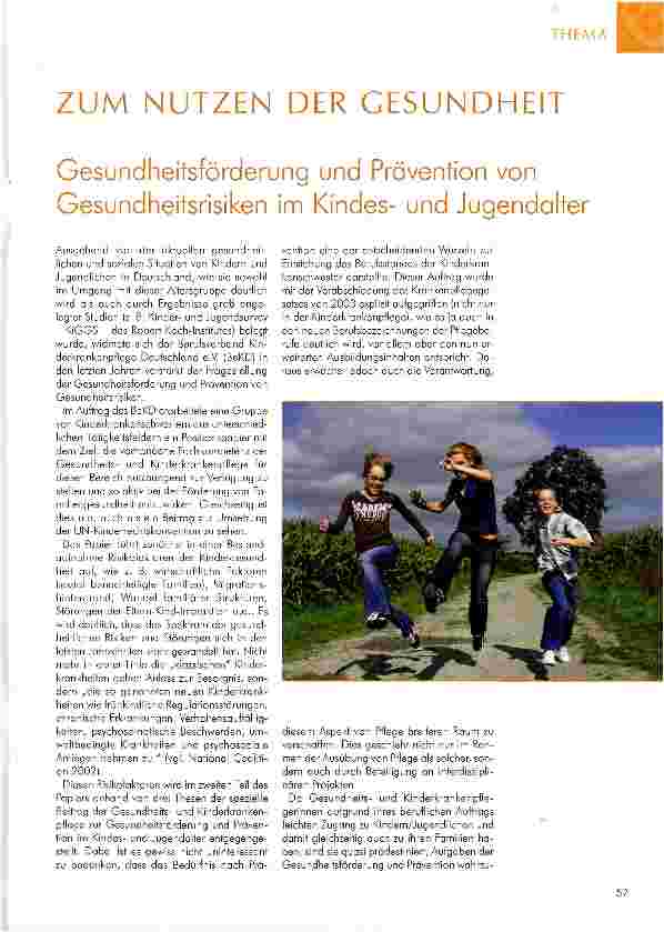 Vorschauseite 1: Gesundheitsförderung und Prävention von Gesundheitsrisiken im Kindesund Jugendalter