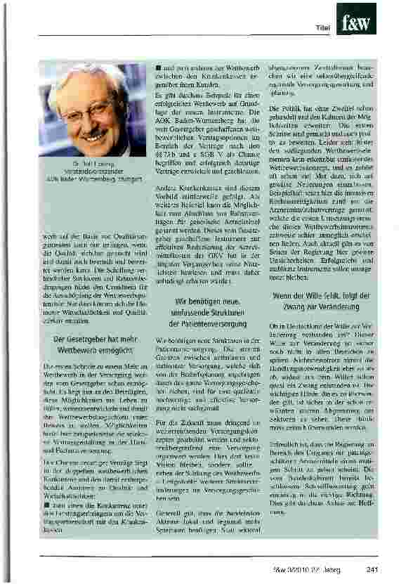 Vorschauseite 2: Hoberg: Qualität muss sichtbar werden, und Sektorengrenzen müssen fallen