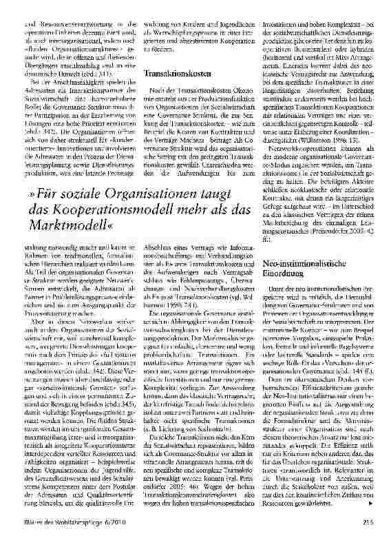 Vorschauseite 2: Governance sichert Legitimität Organisationale Aspekte in der Sozialwirtschaft
