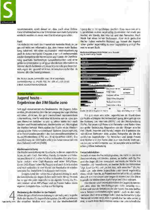 Vorschauseite 1: Jugend heute -Ergebnisse der JIM-Studie 2010