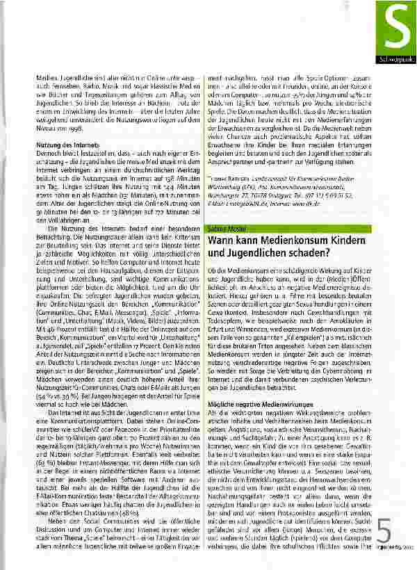 Vorschauseite 2: Jugend heute -Ergebnisse der JIM-Studie 2010