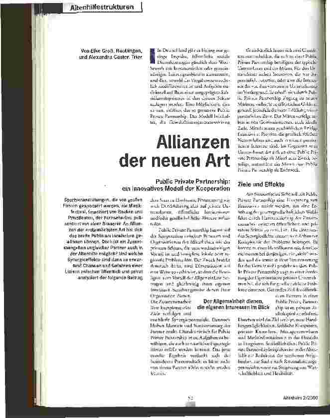 Vorschauseite 1: Allianzen der neuen Art Public Private Partnership: in innovatives Modell der Kooperation