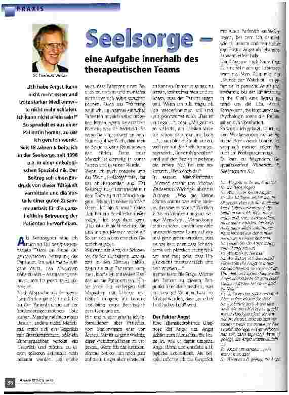 Vorschauseite 1: Seelsorge - eine Aufgabe innerhalb des therapeutischen Teams