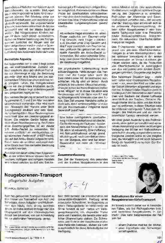 Vorschauseite 2: Erstversorgung und Transport von Neugeborenen - aus der Sicht des Pädiaters