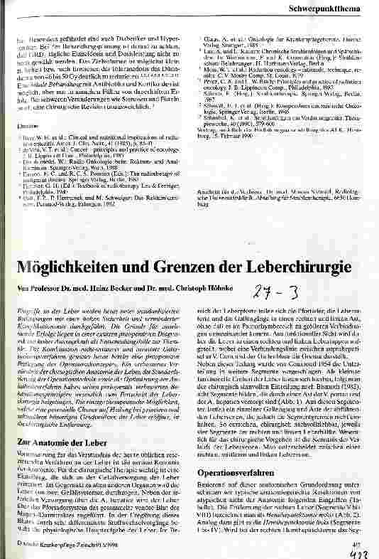Vorschauseite 1: Möglichkeiten und Grenzen der Leberchirurgie