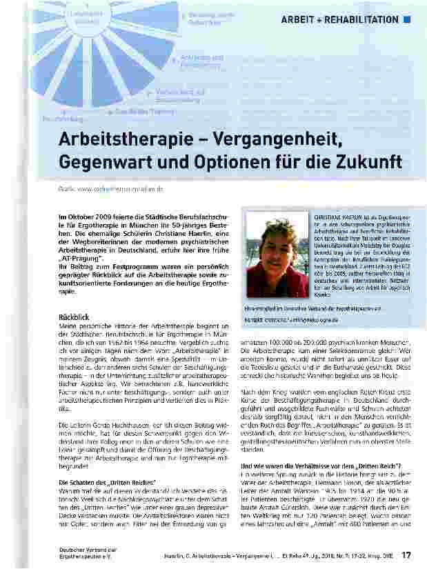 Vorschauseite 1: Arbeitstherapie - Vergangenheit, Gegenwart und Optionen für die Zukunft