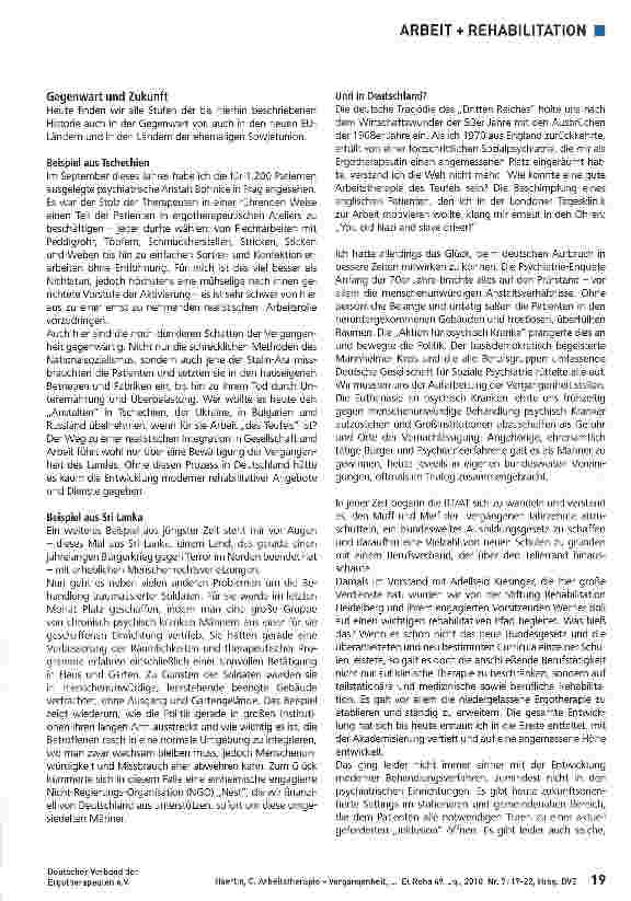 Vorschauseite 3: Arbeitstherapie - Vergangenheit, Gegenwart und Optionen für die Zukunft