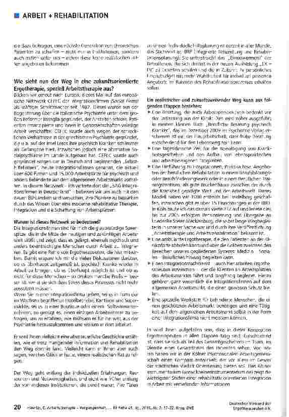 Vorschauseite 4: Arbeitstherapie - Vergangenheit, Gegenwart und Optionen für die Zukunft