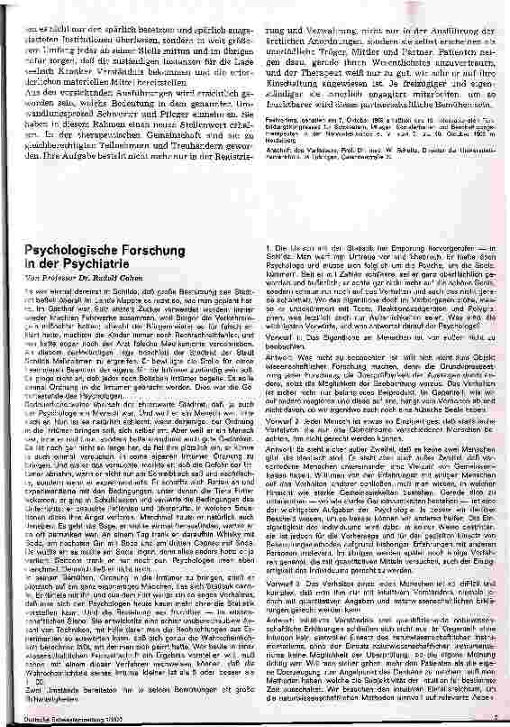 Vorschauseite 1: Psychologische Forschung in der Psychiatrie