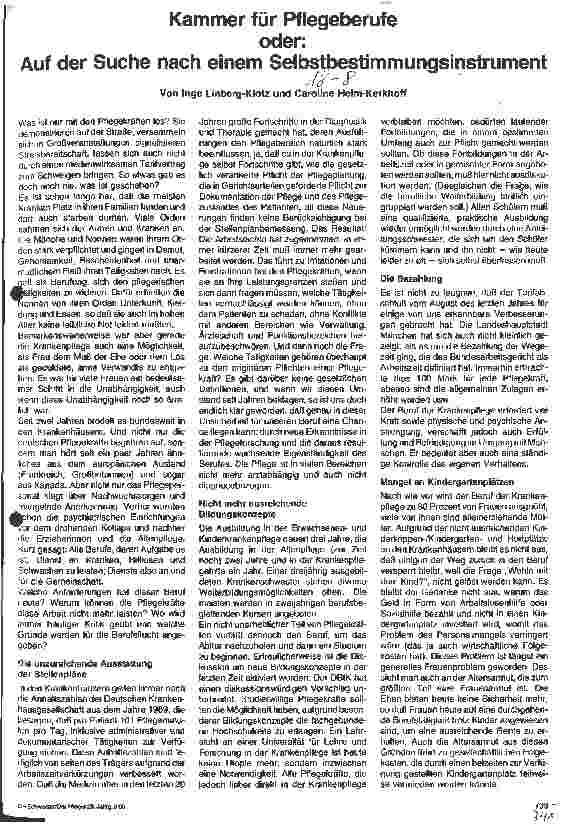 Vorschauseite 1: Kammer für Pflegeberufe oder: Auf der Suche nach einem Selbstbestimmungsinstrument