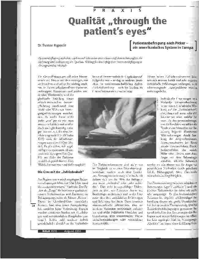Vorschauseite 1: Qualität through the patient´s eyes