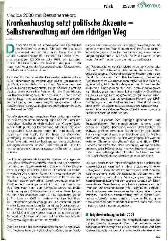 Vorschauseite 1: Krankenhaustag setzt politische Akzente - Selbstverwaltung auf dem richtigen Weg