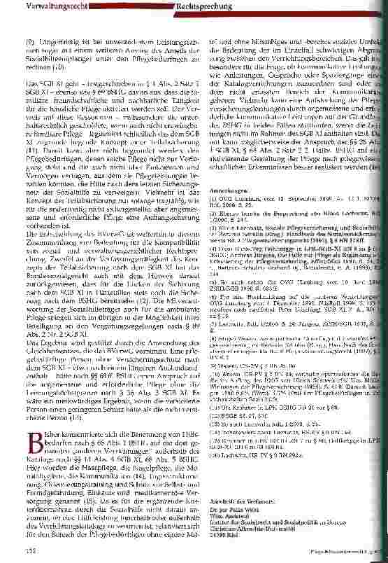 Vorschauseite 5: Sachleistungen der Pflegeversicherung schließen Ansprüche auf Hilfe zur Pflege nach dem BSHG nicht aus
