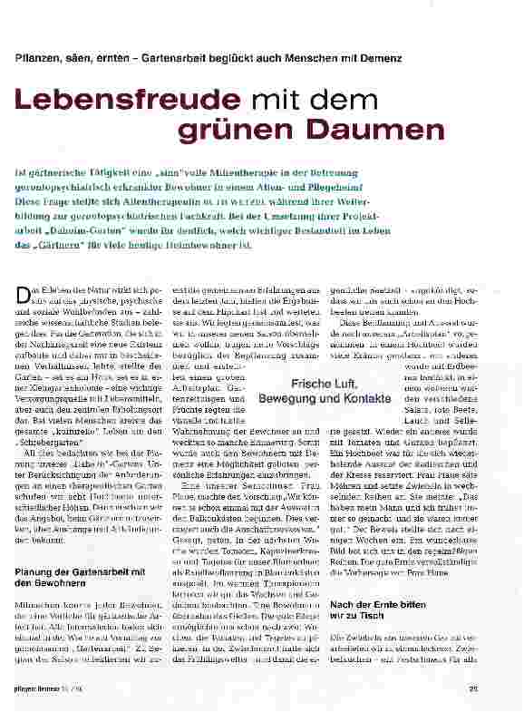 Vorschauseite 1: Lebensfreude mit dem grünen Daumen