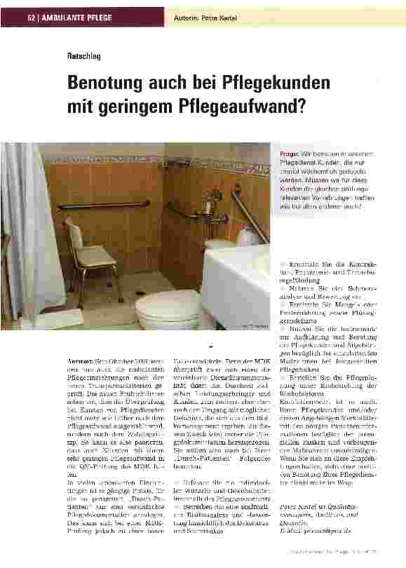 Vorschauseite 1: Benotung auch bei Pflegekunden mit geringem Pflegeaufwand?