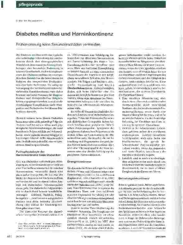 Vorschauseite 1: Diabetes mellitus und Harninkontinenz