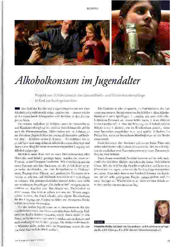 Vorschauseite 1: Alkoholkonsum im Jugendalter