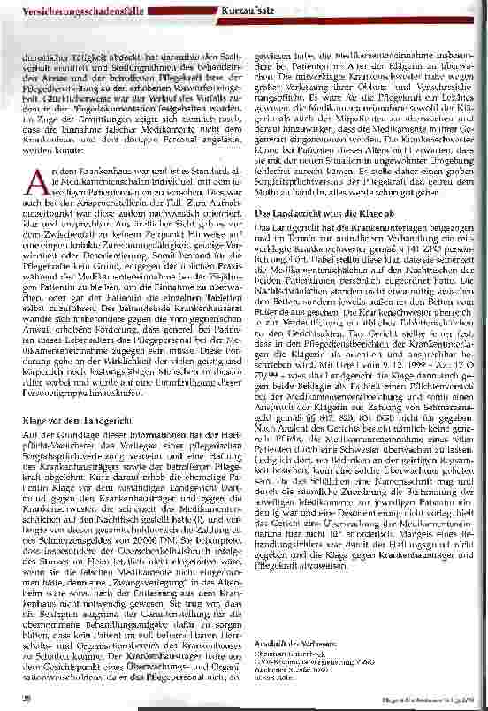 Vorschauseite 2: Medikamenteneinnahme bei älteren Patienten nur unter Aufsicht des Pflegepersonals?