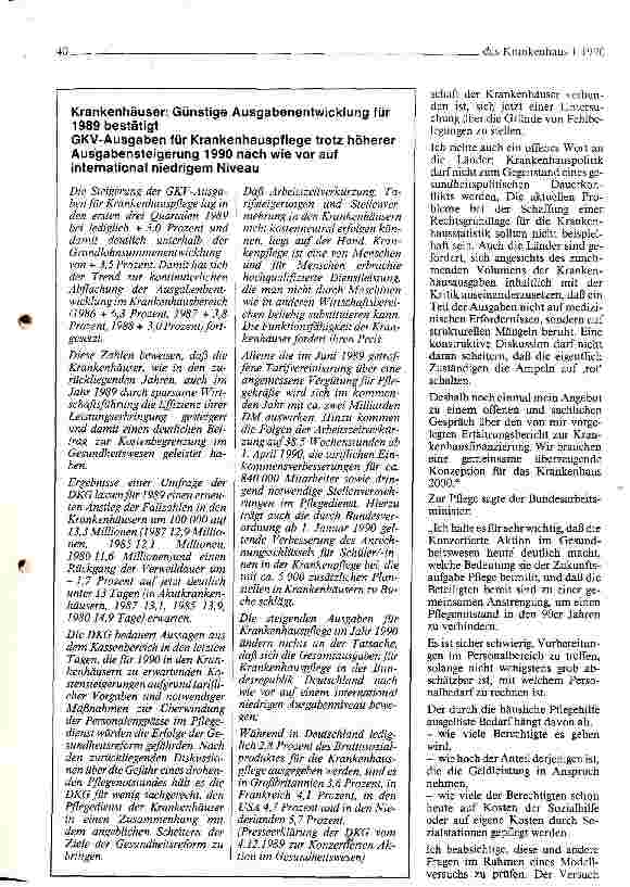 Vorschauseite 3: Konzertierte Aktion im Gesundheitswesen am 4. 12. 1989 in Bonn Pflege im Mittelpunkt der Beratungen