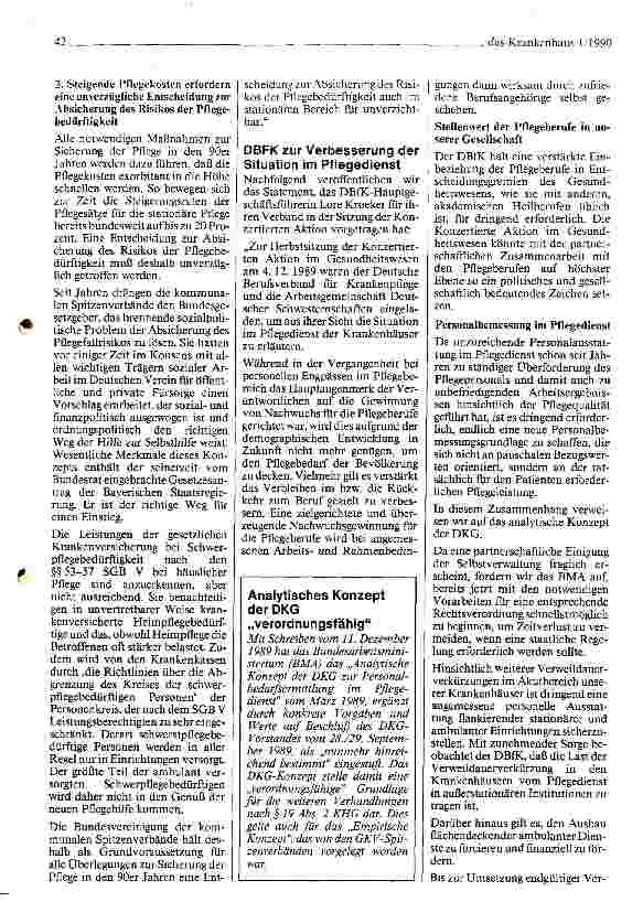 Vorschauseite 5: Konzertierte Aktion im Gesundheitswesen am 4. 12. 1989 in Bonn Pflege im Mittelpunkt der Beratungen