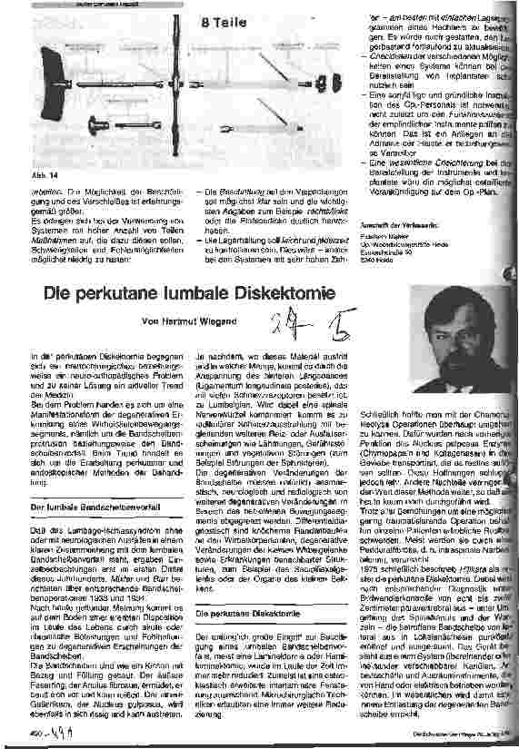 Vorschauseite 1: Die perkutane lumbale Diskektomie