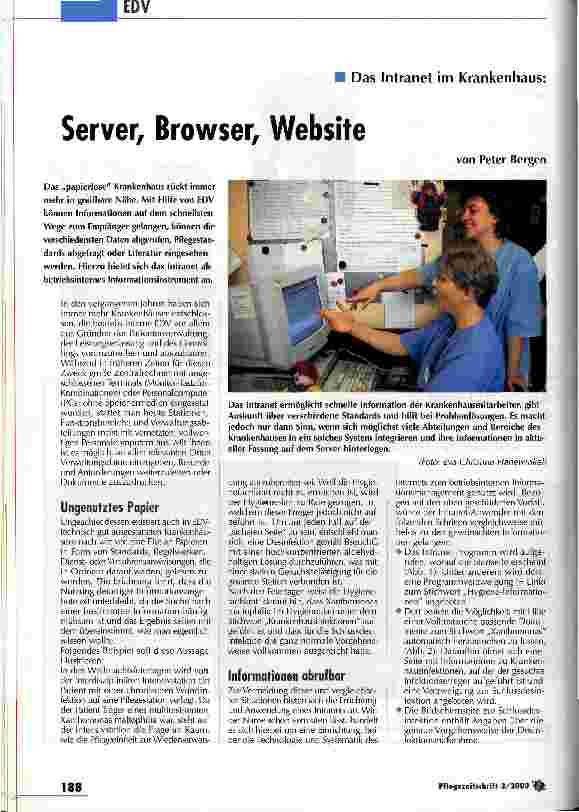 Vorschauseite 1: Server, Browser, Website Das Intranet im Krankenhaus