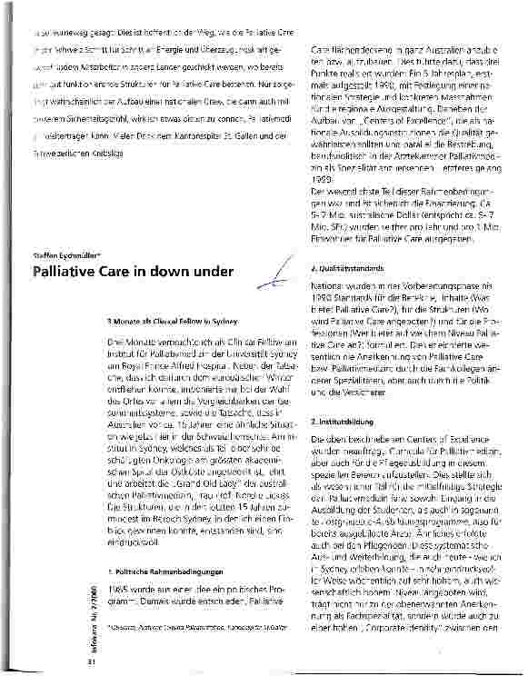 Vorschauseite 1: Palliative Care in down under