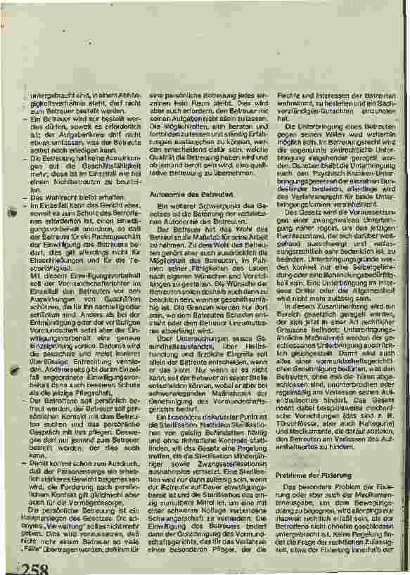 Vorschauseite 2: Stand des Betreuungsrechts Vormundschaft - Pflegschaft - Entmündigung