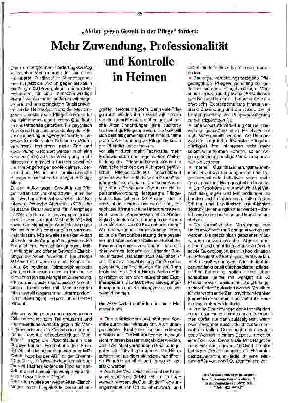 Vorschauseite 1: Mehr Zuwendung, Professionalität und Kontrolle in Heimen