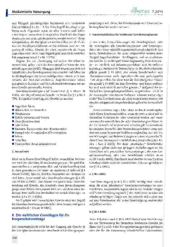 Vorschauseite 2: DKG-Musterverträge zur Kooperation von Krankenhäusern und Gewebebanken bei Gewebeentnahmen