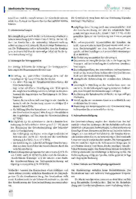 Vorschauseite 4: DKG-Musterverträge zur Kooperation von Krankenhäusern und Gewebebanken bei Gewebeentnahmen