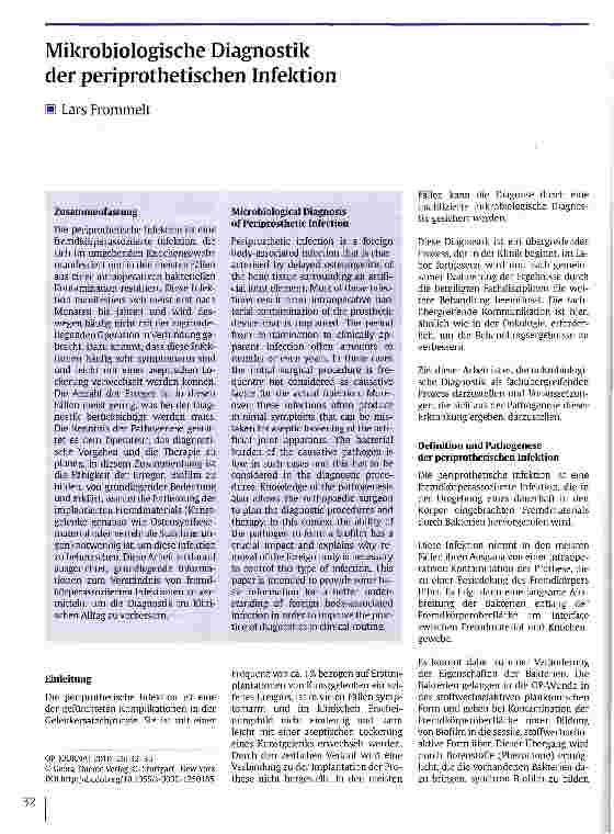 Vorschauseite 1: Mikrobiologische Diagnostik der periprothetischen Infektion