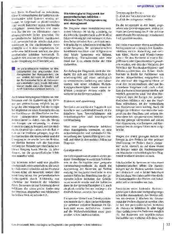 Vorschauseite 2: Mikrobiologische Diagnostik der periprothetischen Infektion