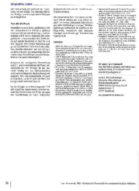 Vorschauseite 5: Mikrobiologische Diagnostik der periprothetischen Infektion