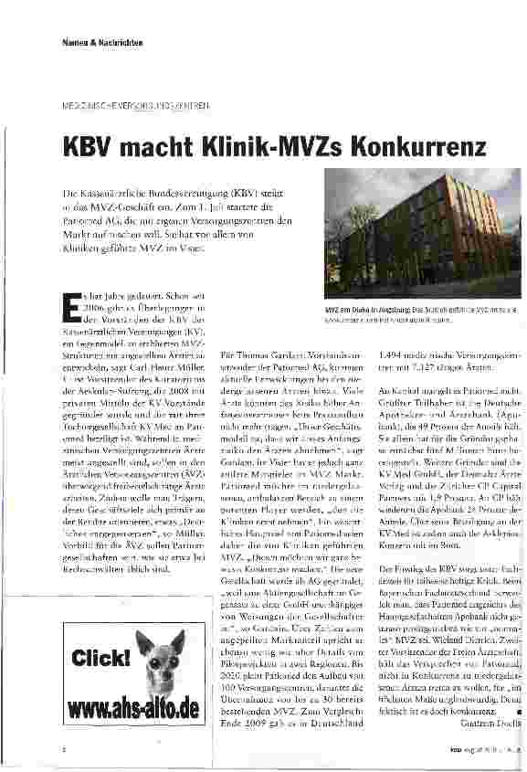 Vorschauseite 1: KBV macht Klinik-MVZs Konkurrenz