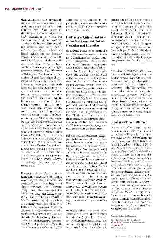 Vorschauseite 3: Inhalation oder Medikamentengabe? - Urteil klärt Vergütungsfrage