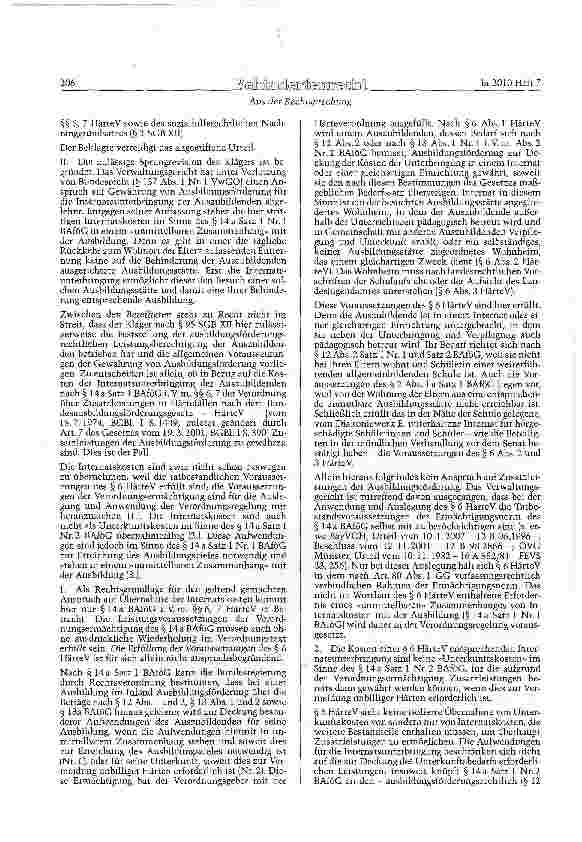 Vorschauseite 2: BAföG §§ 2 Abs. 1 a, 12, 13, 14 a Satz 1; BaföG(F. 1971) § 12 Abs. 5; HärteV §§ 6, 7; SGB XII §§ 2,53 ff., 95Unmittelbarer Zusammenhang einer auswärtigen Unterbringung einer behin…