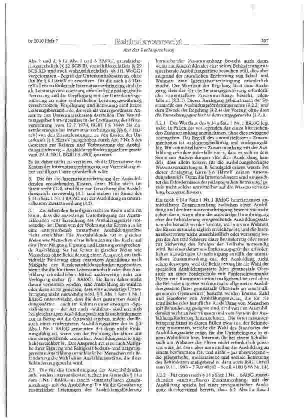 Vorschauseite 3: BAföG §§ 2 Abs. 1 a, 12, 13, 14 a Satz 1; BaföG(F. 1971) § 12 Abs. 5; HärteV §§ 6, 7; SGB XII §§ 2,53 ff., 95Unmittelbarer Zusammenhang einer auswärtigen Unterbringung einer behin…