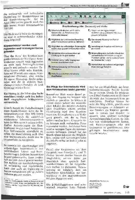 Vorschauseite 2: Wie findet der Patient das richtige Krankenhaus im Internet? Krankenhausportale eröffnen gezielte Möglichkeiten