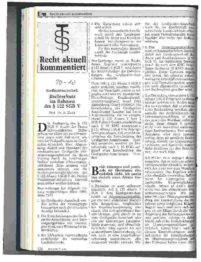 Vorschauseite 1: Rechtschutz im Rahmen des Paragraphen 122 SGB V