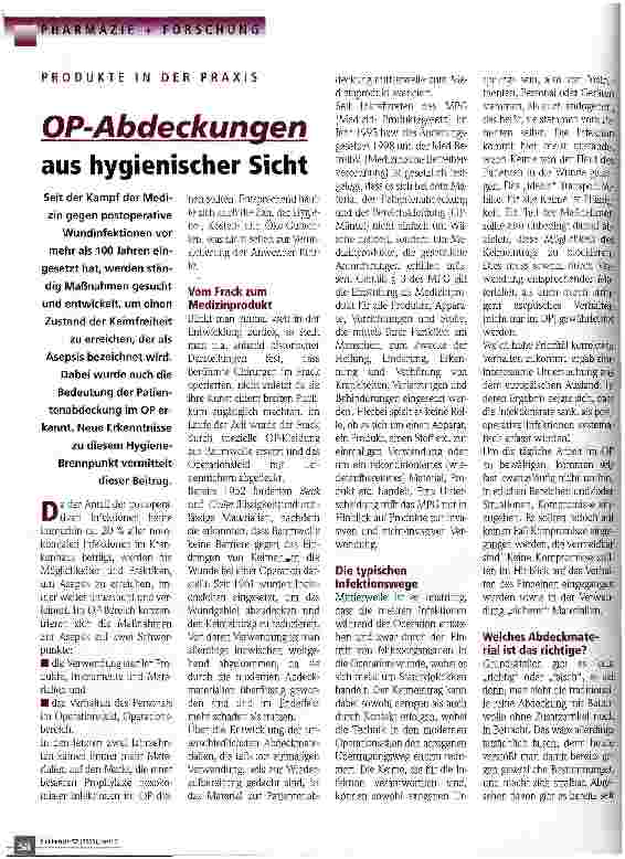 Vorschauseite 1: OP-Abdeckungen aus hygienischer Sicht