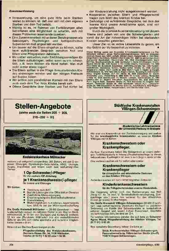 Vorschauseite 4: Kind und Sterben Erfahrungen und Gedanken von Kinderkrankenschwestern (Schluß)
