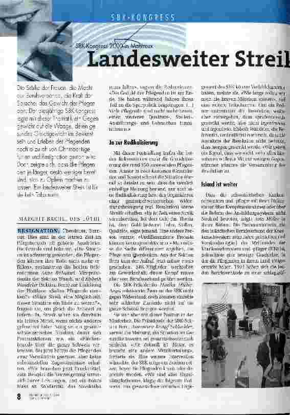 Vorschauseite 1: Landesweiter Streik ist kein Tabu mehr SBK-Kongress 2000 in Montreux