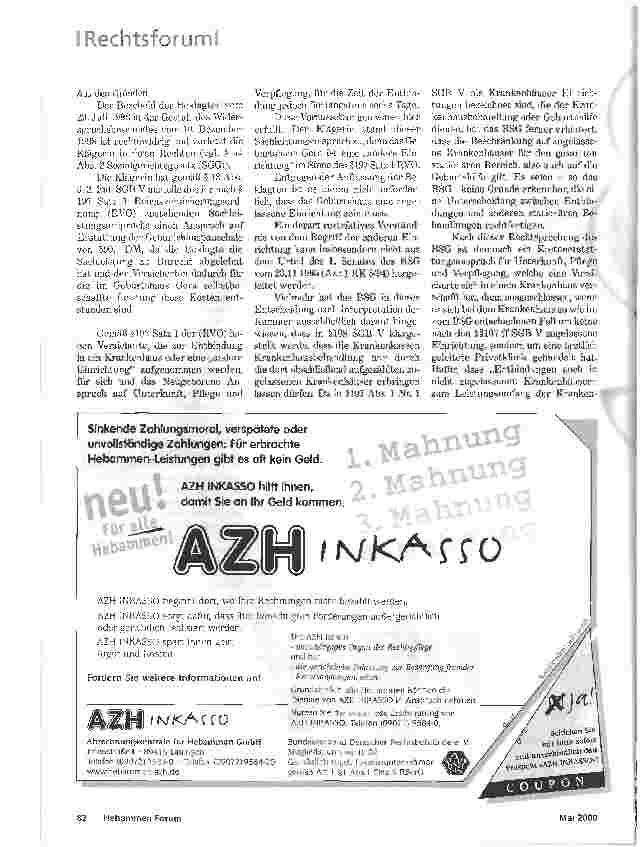 Vorschauseite 2: GEBURTSHAUSPAUSCHALEURTEIL DES SOZIALGERICHTS ALTENBURG VOM 30.9.1999 S 13 KR 2180/98