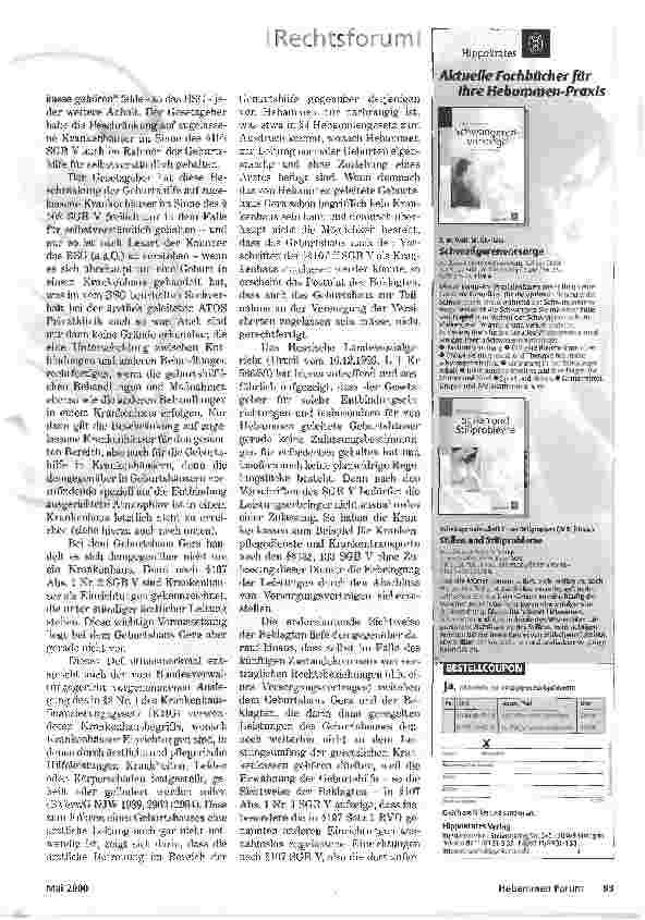 Vorschauseite 3: GEBURTSHAUSPAUSCHALEURTEIL DES SOZIALGERICHTS ALTENBURG VOM 30.9.1999 S 13 KR 2180/98
