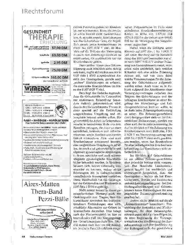 Vorschauseite 4: GEBURTSHAUSPAUSCHALEURTEIL DES SOZIALGERICHTS ALTENBURG VOM 30.9.1999 S 13 KR 2180/98